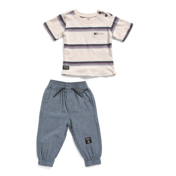 VOLCOM Cream Infant Boys Tee And Hybrid Pants Set - Picture 1 of 2
